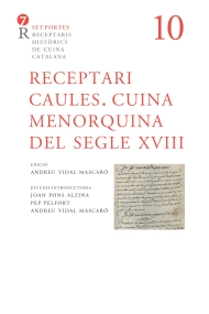 Coberta de Receptari Caules. Cuina menorquina del segle XVIII