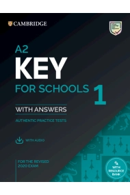 Cover of A2 Key for Schools 1 for revised exam from 2020. Student's Book with Answers with Audio